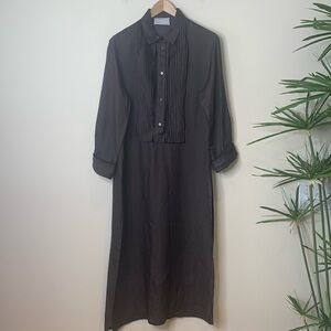 DUŠAN Brown 100% Bamboo Lightweight Oversized Made In Italy Maxi Shirt Dress L